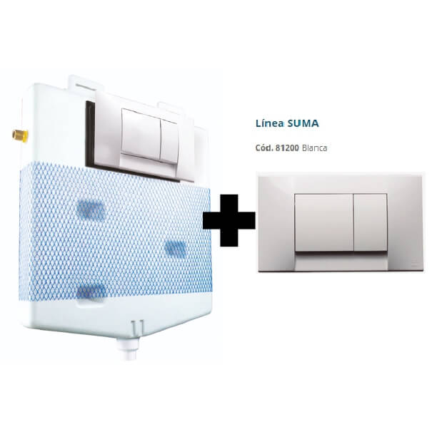 Deposito de Embutir + Tecla Doble Descarga Blanca