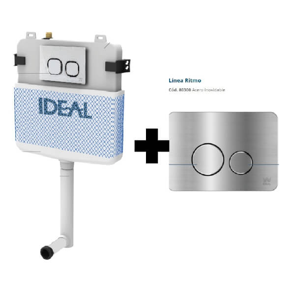 Deposito de Embutir + Tecla Ritmo Acero Inoxidable