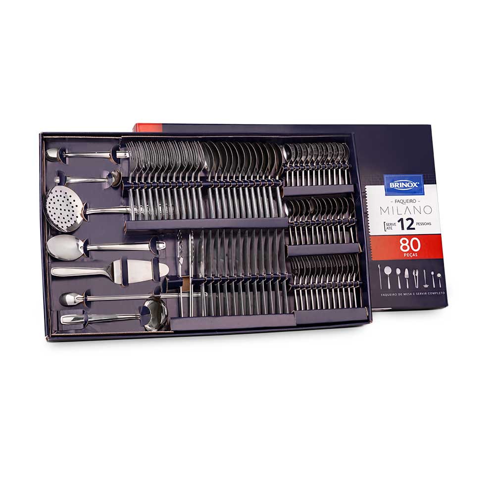 Juego De Cubiertos Acero Inoxidable 80 Piezas Brinox Milano