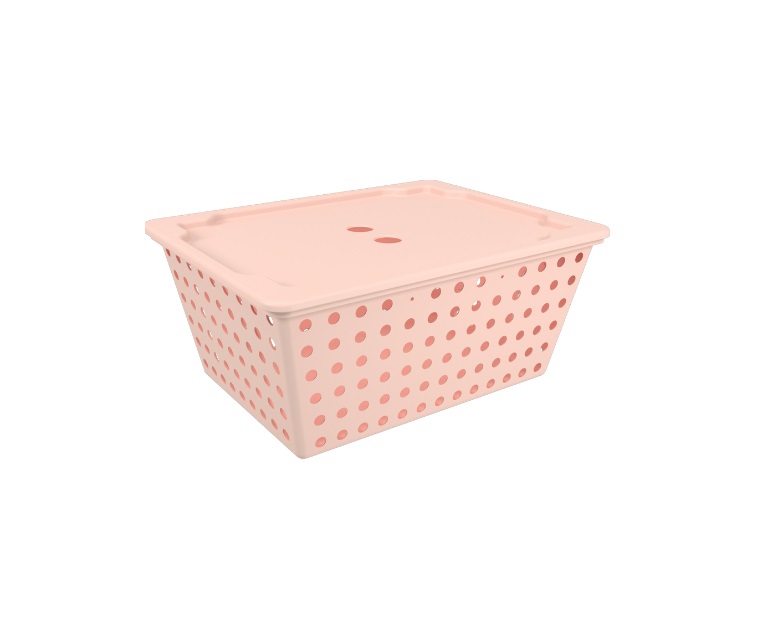 Caja Cesta Organizadora Con Tapa One Maxi 12,9l Rosa