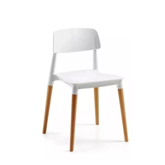 Silla Milan blanca pata madera 
