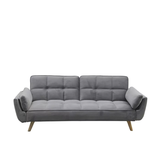 Sofá cama gris oscuro base de madera