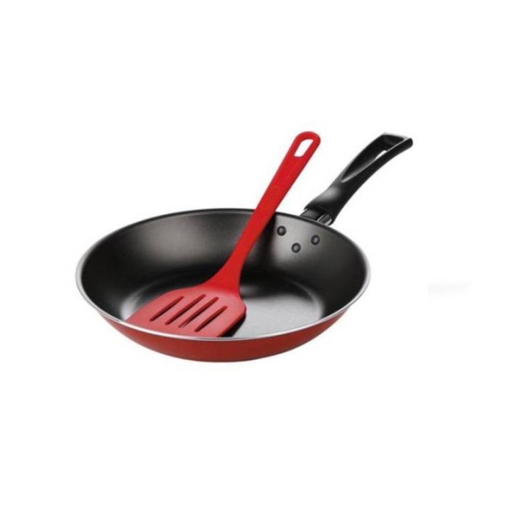 Sartén 24 cm Aluminio Con Espátula Brinox Modelo Garlic Rojo