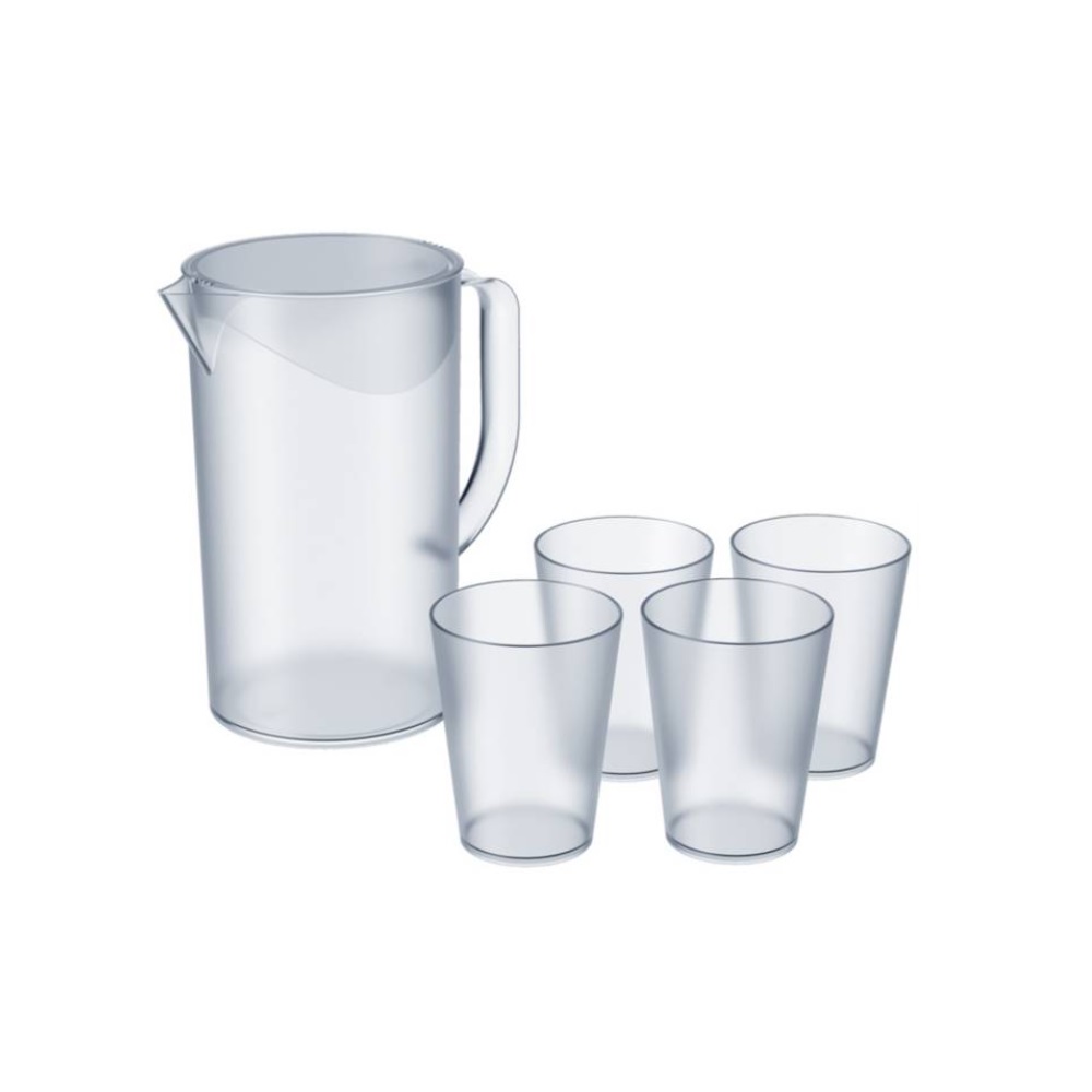 Set Jarra de Plastico 2L + 4 Vasos 300ML Coza Linea Casual Cristal