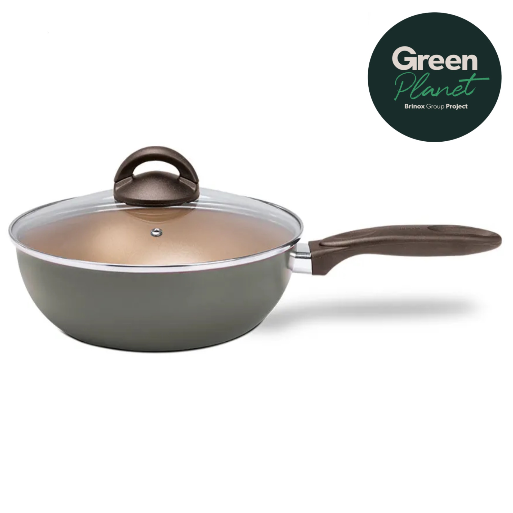 Wok Con Tapa 28cm 4.1L Brinox Naturall Verde GreenPlanet