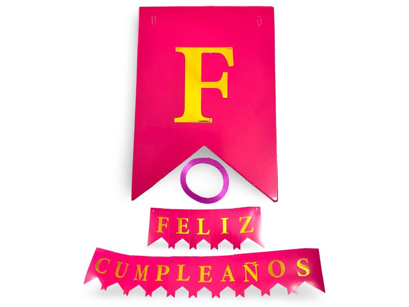BANDERIN CARTON FELIZ CUMPLEANOS FUCSIA (Y828-083) CHG