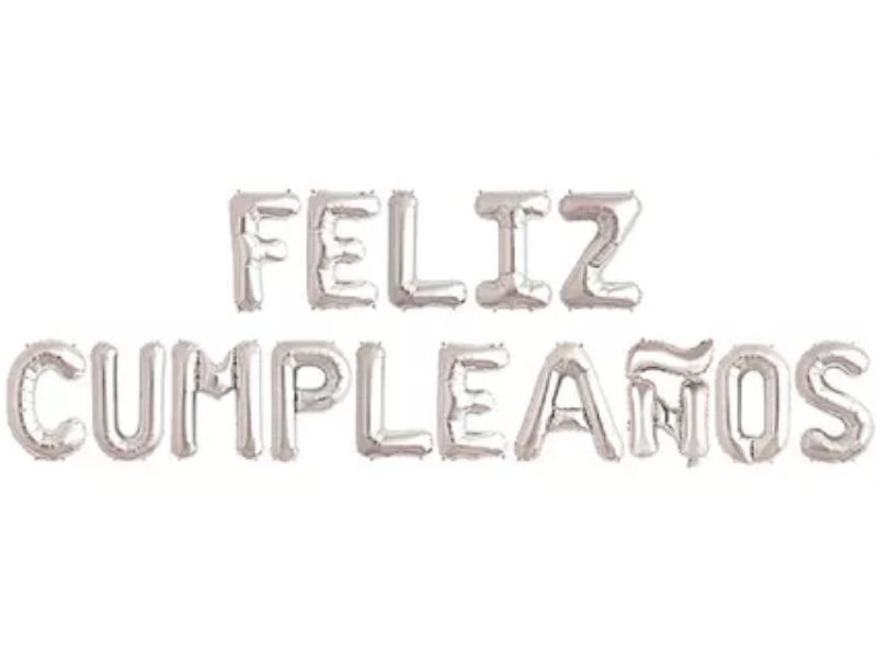 GLOBO MYLAR FRASE FELIZ CUMPLEANOS PLATA (YLX5-799) CHG
