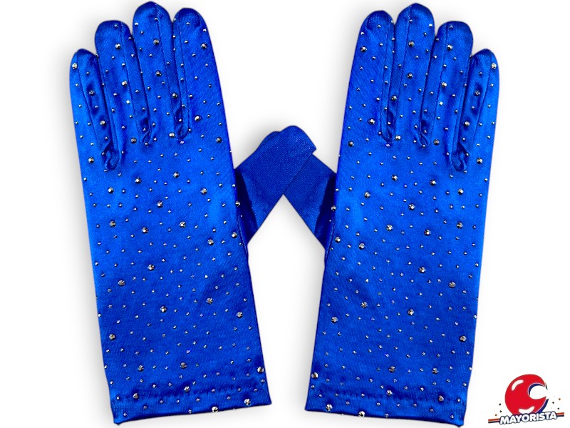 GUANTES CORTOS AZULES CON STRASS (ZLE-BIG-12-01) ERIK
