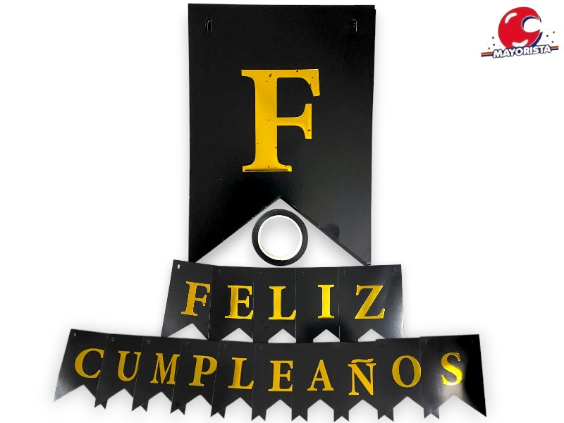 BANDERIN CARTON FELIZ CUMPLEANOS NEGRO (YJ0562/Y828-083) YJ IMPORT