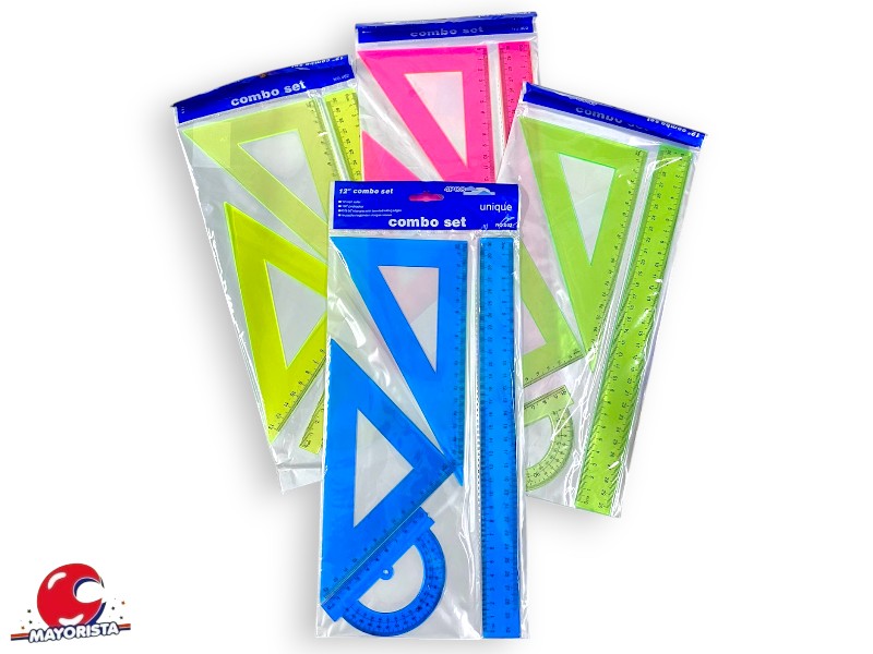 SET DE GEOMETRIA REGLA 30 CM 4 PCS COLOR (NS034753) KYK