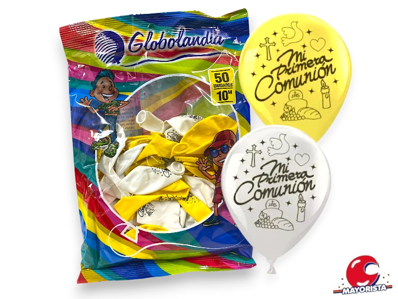 GLOBOS 10 X 50 COMUNION STANDARD - GLOBOLANDIA