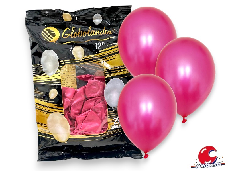 GLOBOS 12 X 25 PERLADO FUCSIA - GLOBOLANDIA