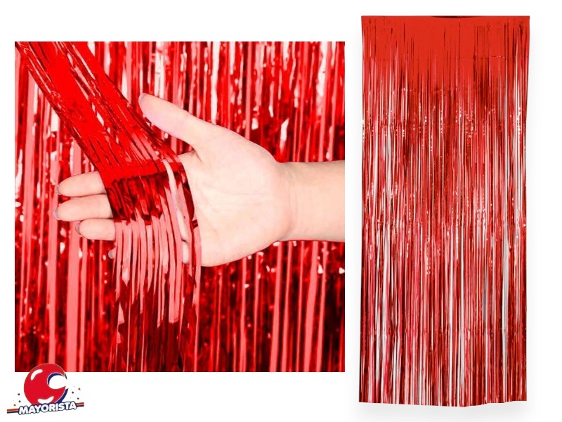 CORTINA METALIZADA ROJA 2MTS X 1 MTS (YJ0531) YJ IMPORT