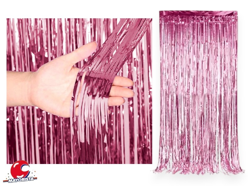 CORTINA METALIZADA ROSA 2MTS X 1 MTS (YJ0531) YJ IMPORT