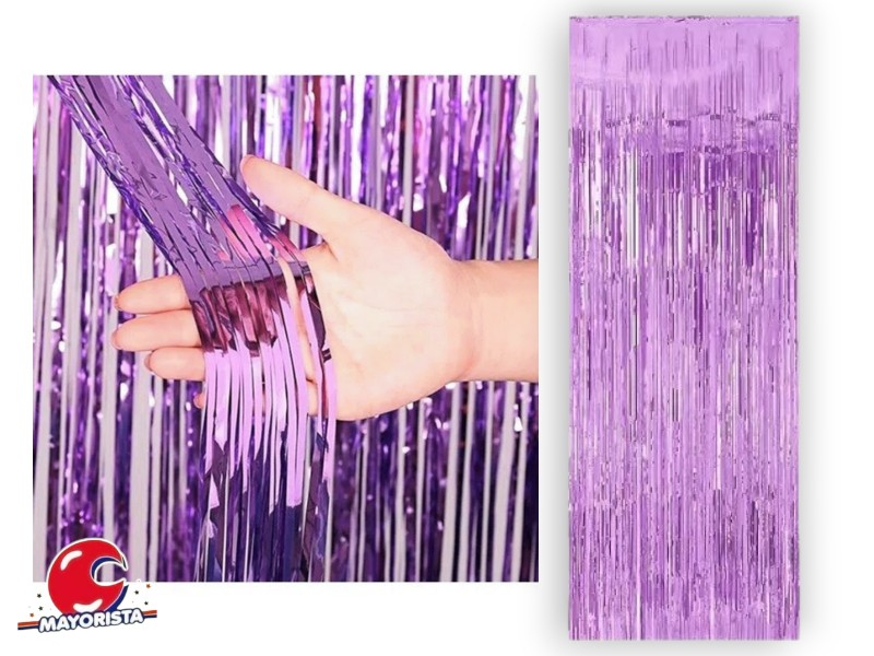 CORTINA METALIZADA LILA 2MTS X 1 MTS (YJ0531) YJ IMPORT