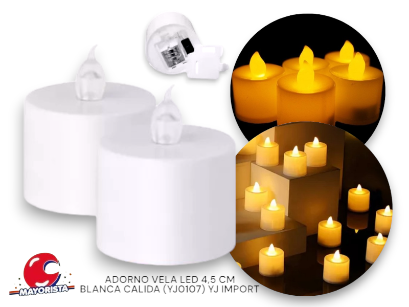 ADORNO VELA LED 4,5 CM BLANCA CALIDA (YJ0107) YJ IMPORT