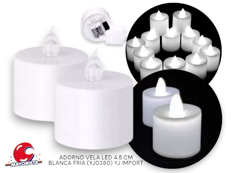ADORNO VELA LED 4,5 CM BLANCA FRIA (YJ0380) YJ IMPORT
