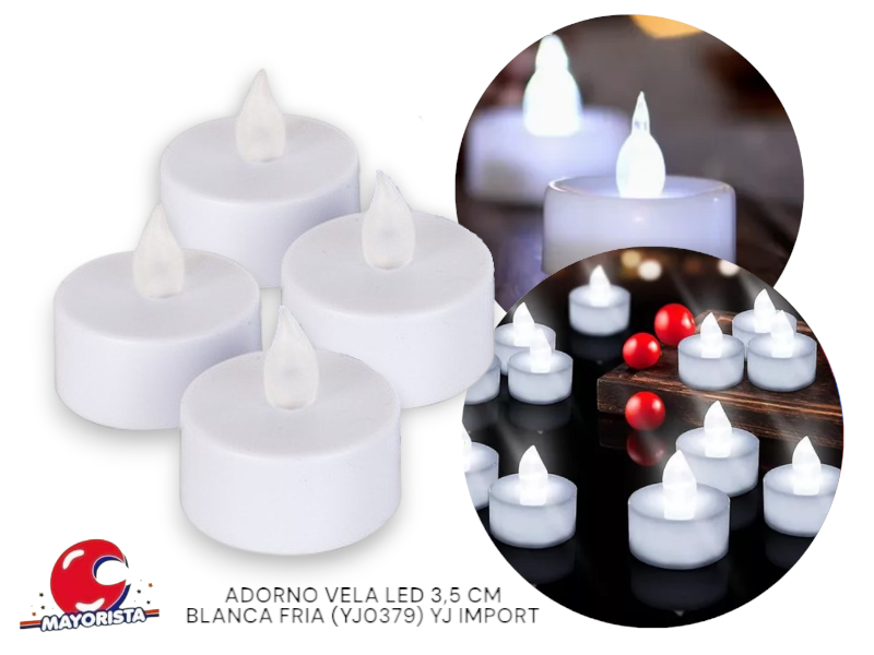 ADORNO VELA LED 3,5 CM BLANCA FRIA (YJ0379) YJ IMPORT