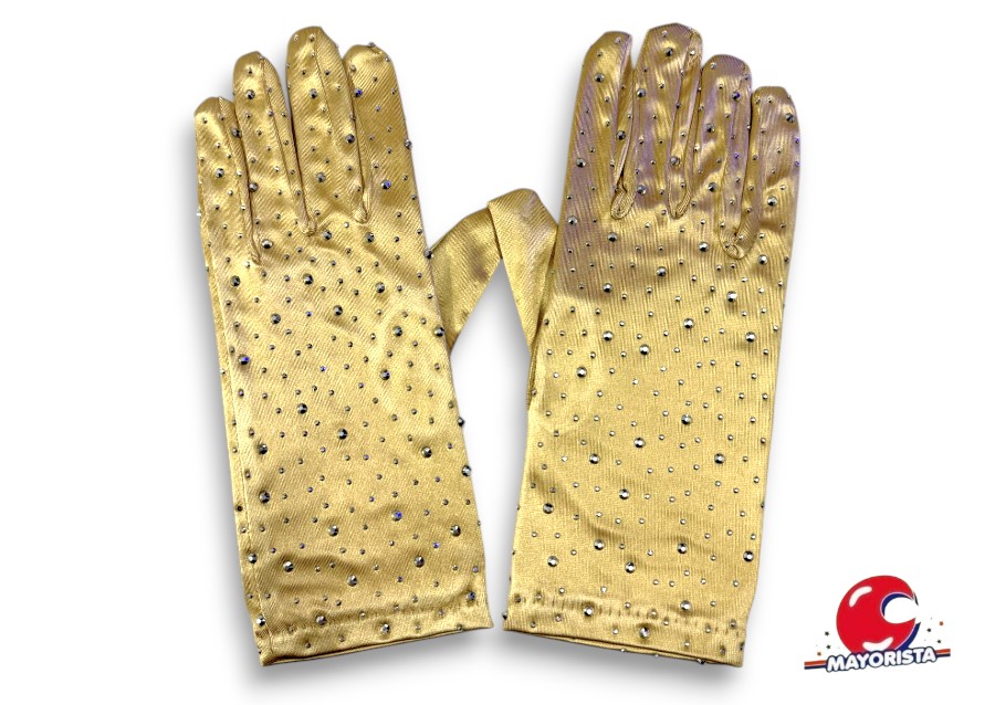 GUANTES CORTOS DORADO CON STRASS (ZLE-BIG-12-01) ERIK