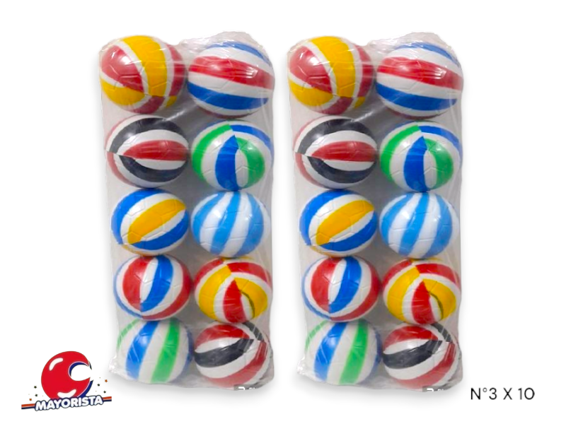 PELOTA PLASTICA RAYADA N 3 X 10 - CHASAMPI