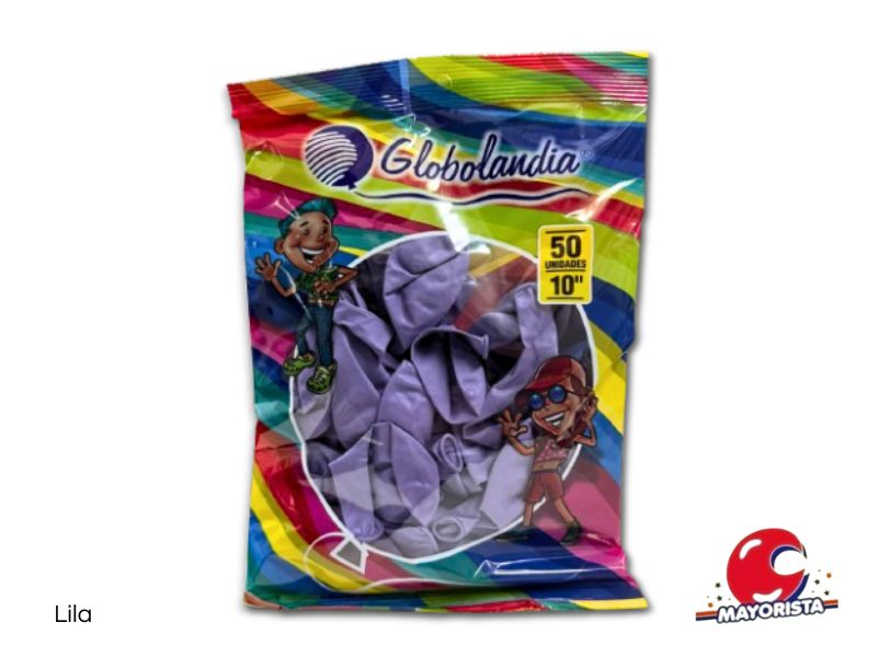 GLOBOS 10 X 50 LISO STANDARD LILA - GLOBOLANDIA