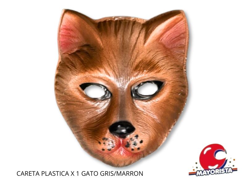 CARETA PLASTICA X 1 GATO GRIS/MARRON - HERRERA