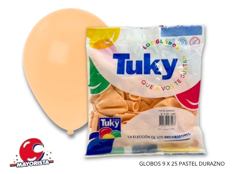 GLOBOS 9 X 25 PASTEL DURAZNO - TUKY