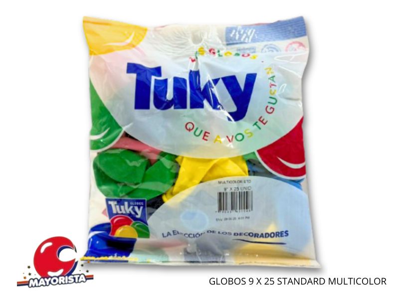 GLOBOS 9 X 25 STANDARD MULTICOLOR - TUKY