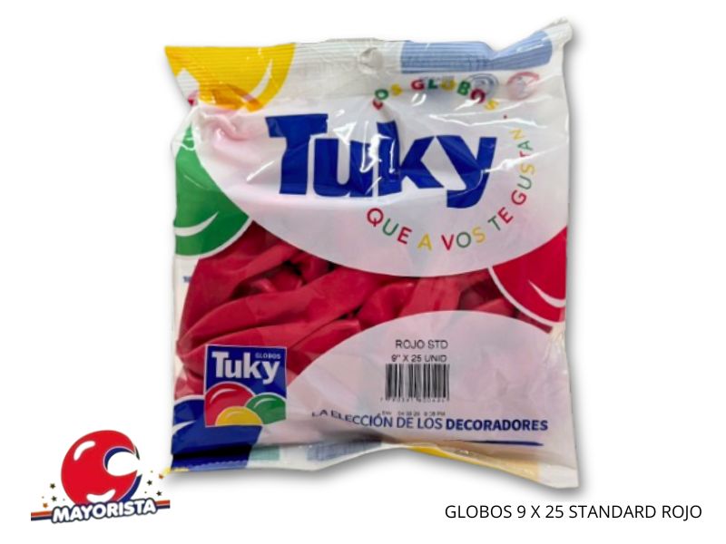 GLOBOS 9 X 25 STANDARD ROJO - TUKY