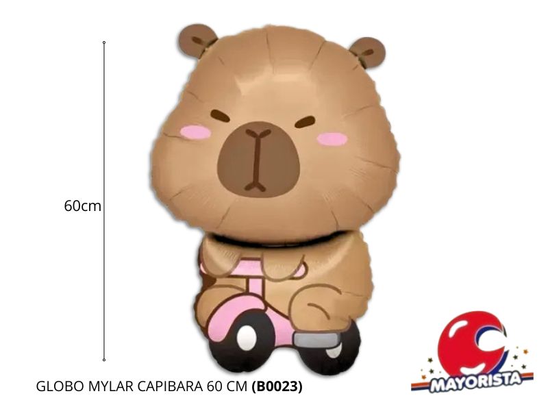 GLOBO MYLAR CAPIBARA EN MOTO 60 CM (B0023) CHG