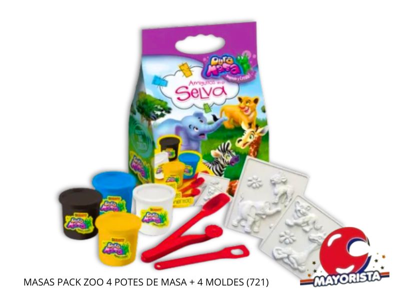 MASAS PACK ZOO 4 POTES DE MASA + 4 MOLDES (721) DURAVIT
