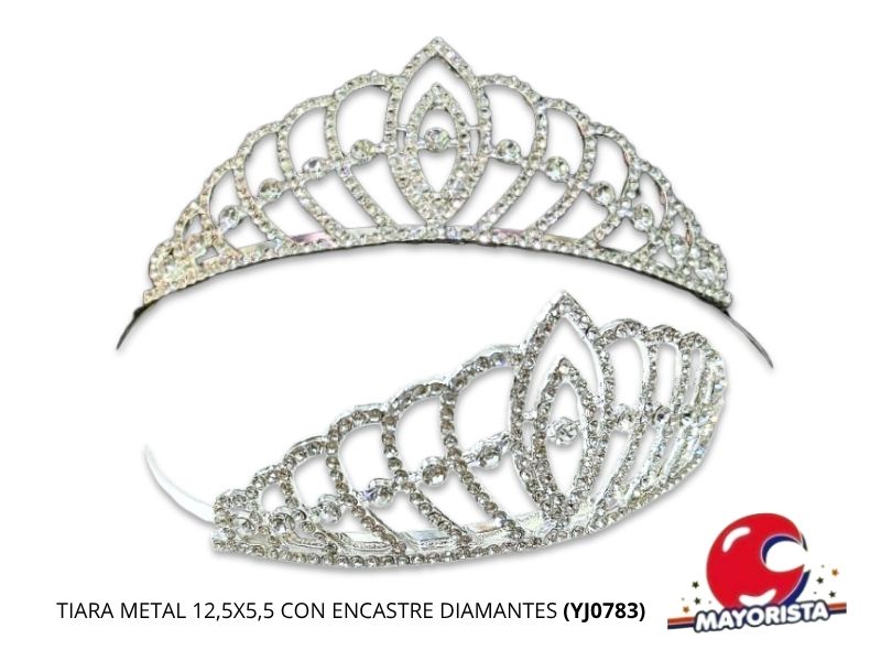 TIARA METAL 12,5X5,5 CON ENCASTRE DIAMANTES (YJ0783) YJ IMPORT