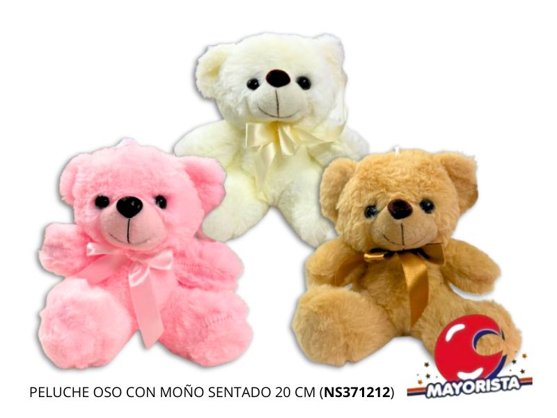 PELUCHE OSO CON MOÑO SENTADO 20 CM (NS371212) BERKMA