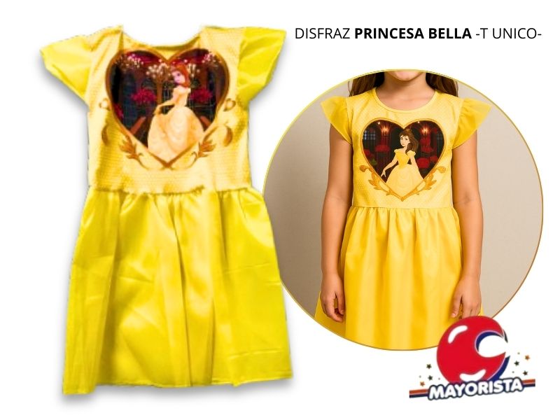 DISFRAZ PRINCESA BELLA AMARILLO TALLE UNICO (LEON)