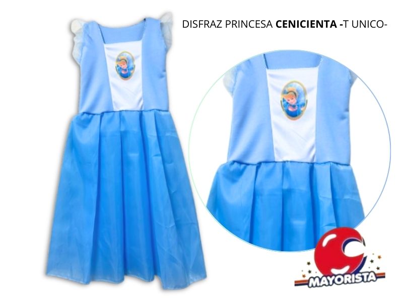 DISFRAZ PRINCESA CENICIENTA CELESTE TALLE UNICO (LEON)