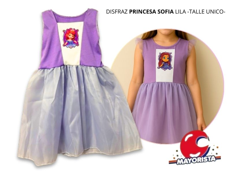 DISFRAZ PRINCESA SOFIA LILA TALLE UNICO (LEON)