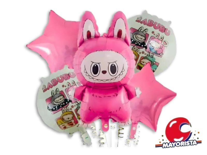 SET DE GLOBOS 5 PCS LABUBU ROSA (XY-G671) CHG