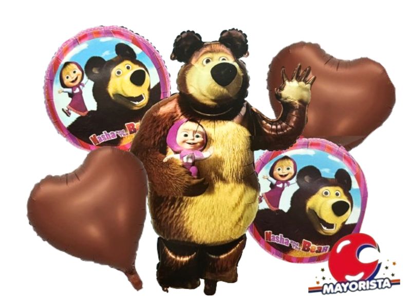 SET DE GLOBOS 5 PCS MASHA Y EL OSO (25YLX0212) CHG