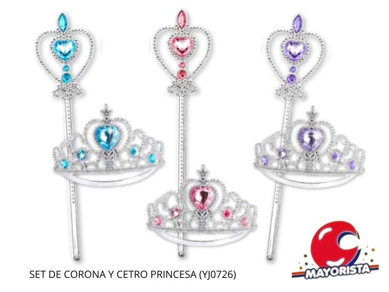 SET DE CORONA Y CETRO PRINCESA (YJ0726) YJ IMPORT