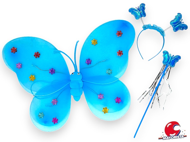 SET MARIPOSA CELESTE (ALAS-VINCHA-VARITA) YJ0409 - YJ IMPORT