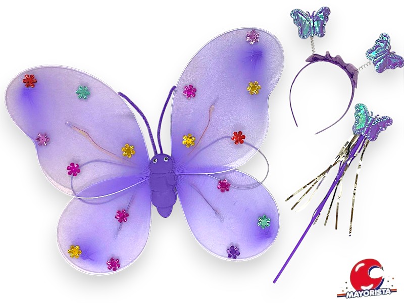 SET MARIPOSA LILA (ALAS-VINCHA-VARITA) YJ0409 - YJ IMPORT
