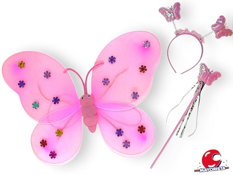 SET MARIPOSA ROSA (ALAS-VINCHA-VARITA) YJ0409 - YJ IMPORT