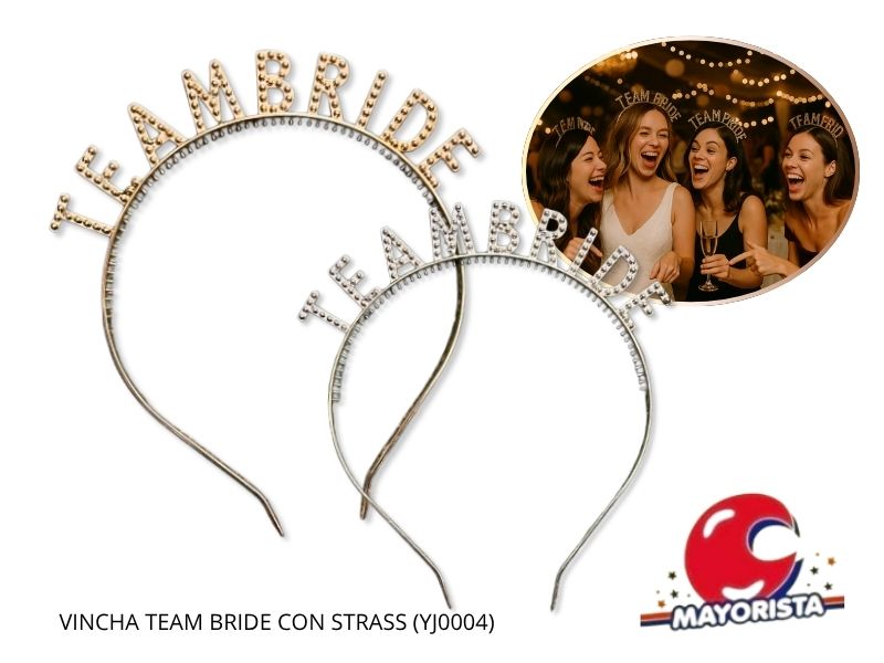 VINCHA TEAM BRIDE CON STRASS (YJ0004) YJ IMPORT