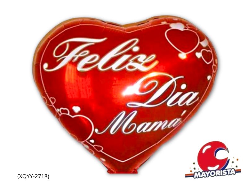 GLOBO MYLAR 18 CORAZON FELIZ DIA MAMA ROJO LETRAS BLANCAS (XQYY-2718) ERIK