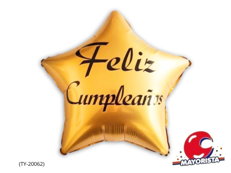 GLOBO MYLAR 18 ESTRELLA DORADA FELIZ CUMPLEANOS (TY-20062) ERIK