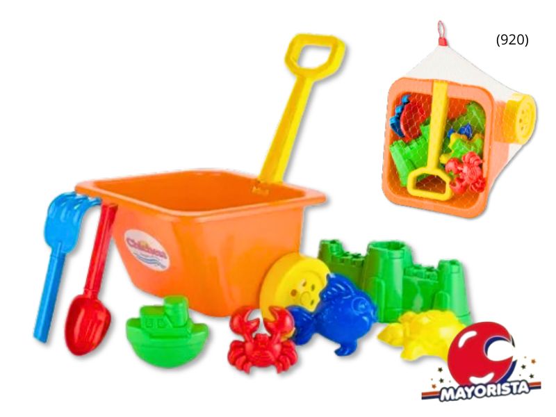 CARRITO CON CASTILLO, PALA Y RASTRILLO CHICO + 4 MOLDES (920) CHICHESS