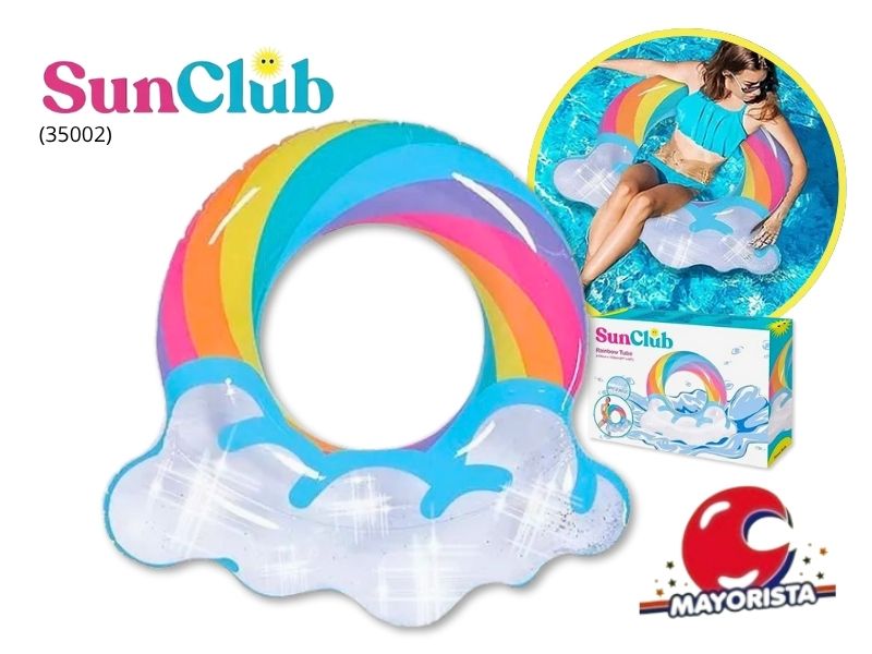 INFLABLE ARO SALVAVIDAS 106 CM ARCOIRIS C/GLITTER CAJA (35002) SUN CLUB