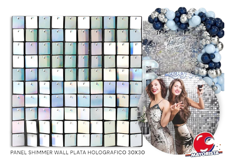PANEL SHIMMER WALL PLATA HOLOGRAFICO 30X30 (YJ0694) YJ IMPORT