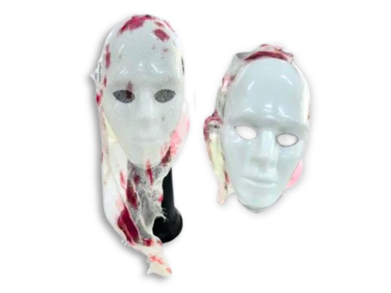 CARETA PLASTICA BLANCA CON VELO SANGRE (3538VS) TRIGGER PACK