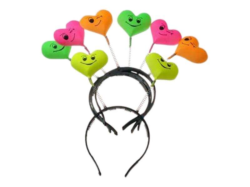 VINCHA RESORTE PLASTICA CORAZON CARITA (5502) TRIGGER PACK